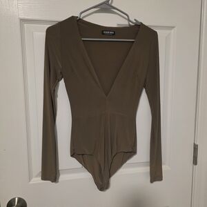 Fashion Nova Brown Long Sleeve Bodysuit